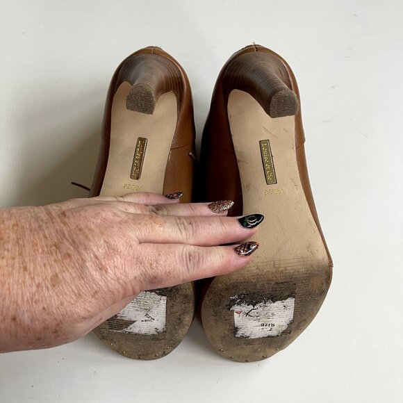 Louise et Cie Rare Chestnut Vernonia Vamp Open Toe Heeled Bootie Womens Size 6M - Picture 3 of 6